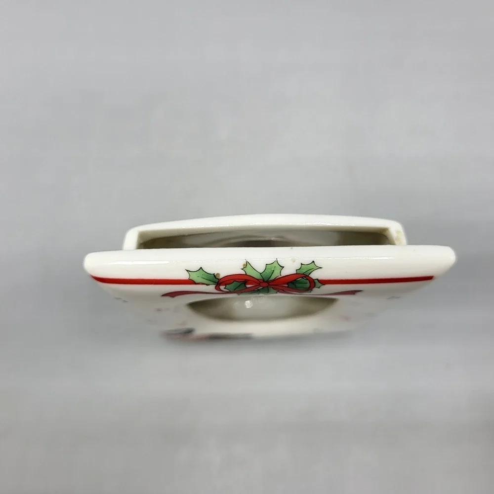 Holiday Ceramic Picture Frame Small Christmas Goose Holly White 4x3
